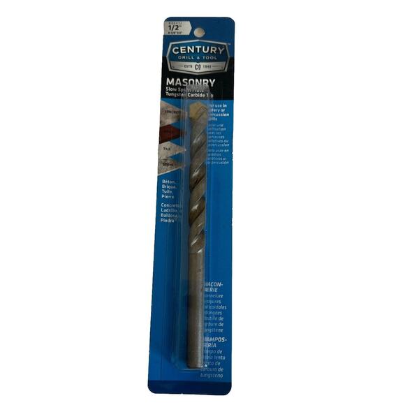 CENTURY Other - Century Drill Masonry Drill Bit 1/2" x 6" Slow Spiral 86432 Tungsten Carbide